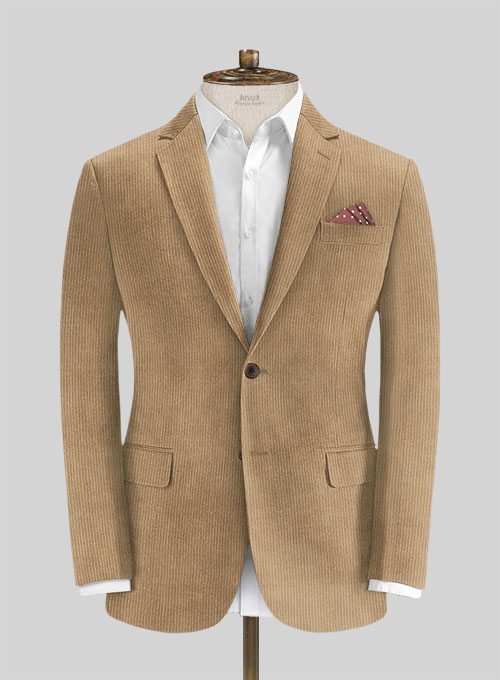 Beige Thick Stretch Corduroy Suit