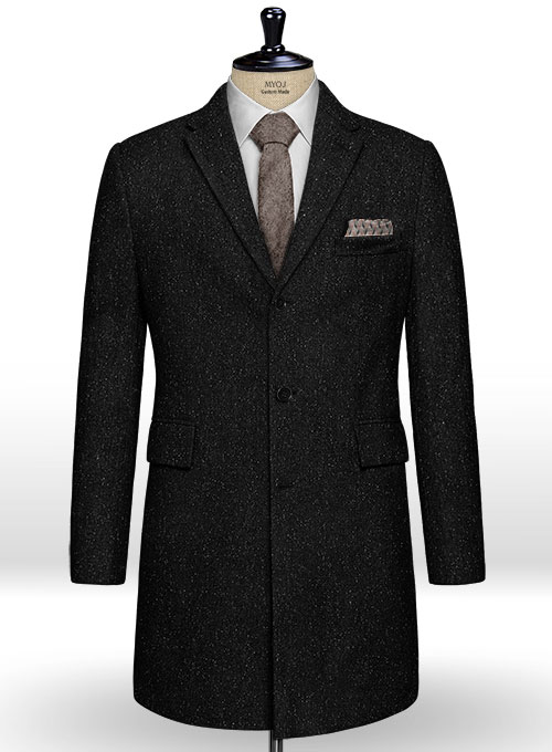 Black Flecks Donegal Tweed Overcoat Black Flecks Donegal Tweed Overcoat