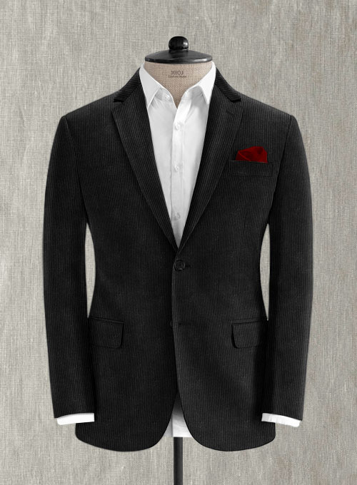 Black Stretch Corduroy Suit