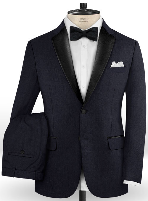 Blue Merino Wool Tuxedo Suit MakeYourOwnJeans® Made To Measure Custom Jeans For Men & Women