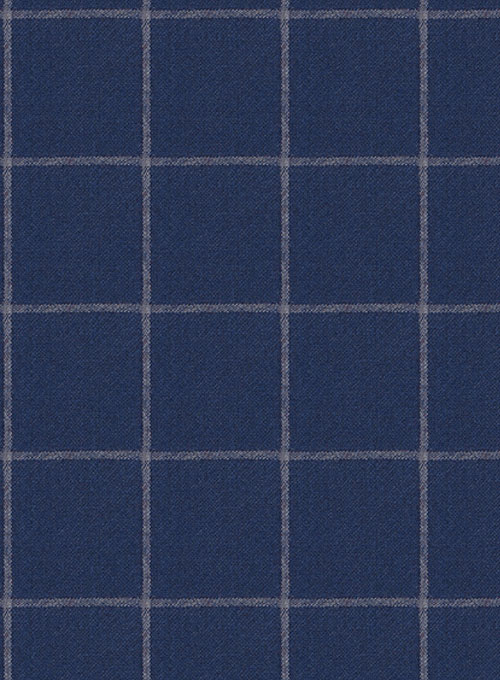Blue Windowpane Flannel Wool Suit
