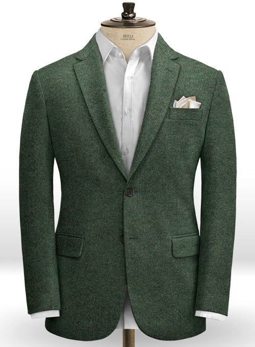 Bottle Green Herringbone Tweed Suit - Click Image to Close