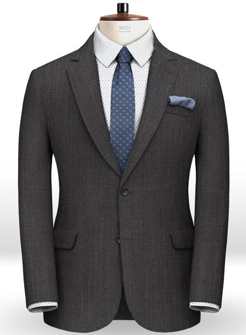 Caviar Weave Dark Gray Wool Suit