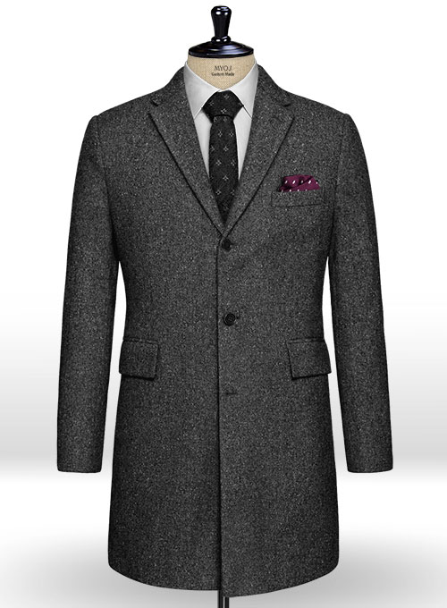 Charcoal Flecks Donegal Tweed Overcoat Charcoal Flecks Donegal Tweed Overcoat