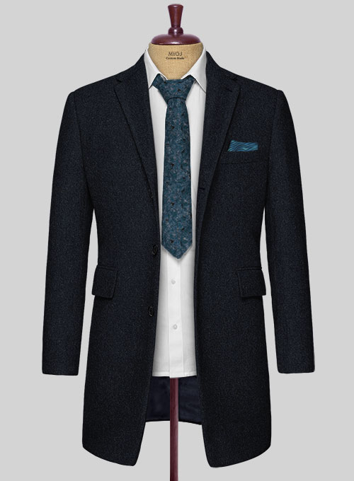 Deep Blue Heavy tweed Overcoat