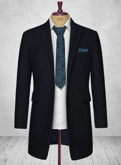 Deep Blue Heavy tweed Overcoat - Click Image to Close