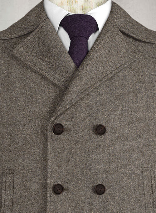 Dapper Brown Tweed Pea Coat - Click Image to Close