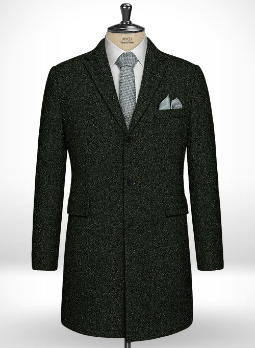 Dark Olive Flecks Donegal Tweed Overcoat Dark Olive Flecks Donegal Tweed Overcoat