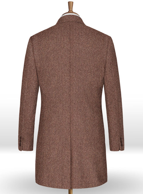 Galway Wine Herringbone Tweed Overcoat