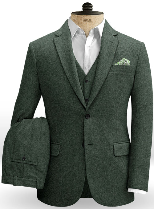 green tweed pants