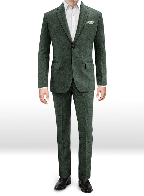 green tweed pants