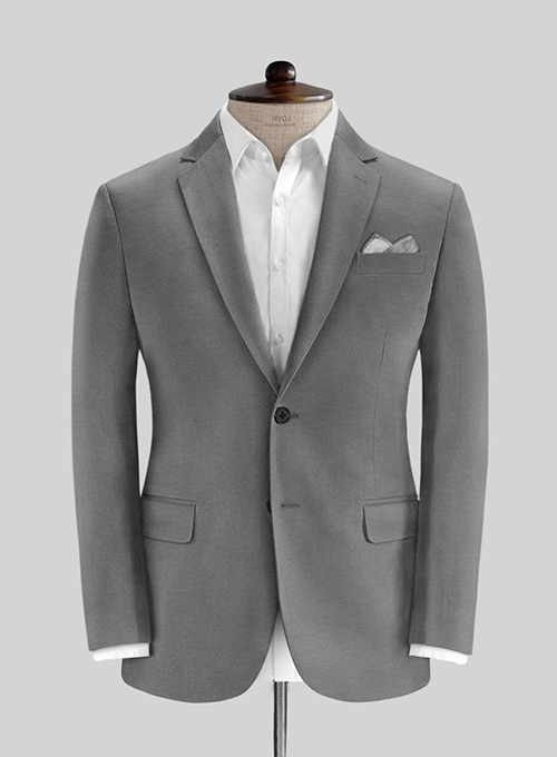 Gray Feather Cotton Canvas Stretch Suit