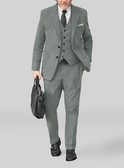 Gray Stretch Corduroy Suit