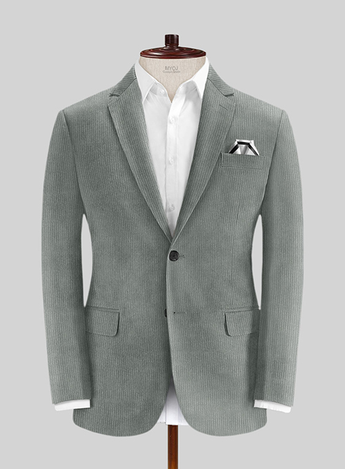 Gray Stretch Corduroy Suit