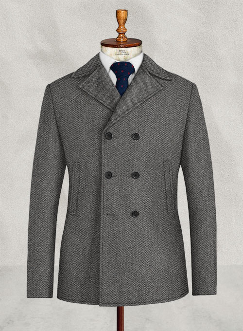 Harris Tweed Barley Gray Pea Coat : Made To Measure Custom Jeans For ...