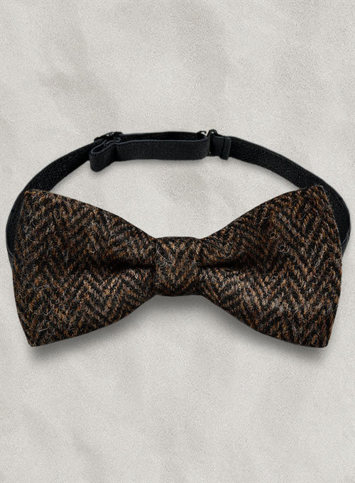 Harris Tweed Dark Brown Herringbone Bow - Special Offer