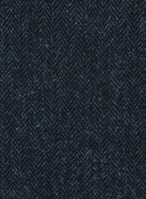Harris Tweed Dark Blue Herringbone Pea Coat