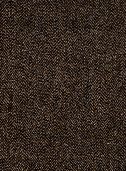 Harris Tweed Dark Brown Herringbone Pea Coat