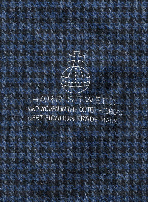 Harris Tweed Houndstooth Blue Pea Coat