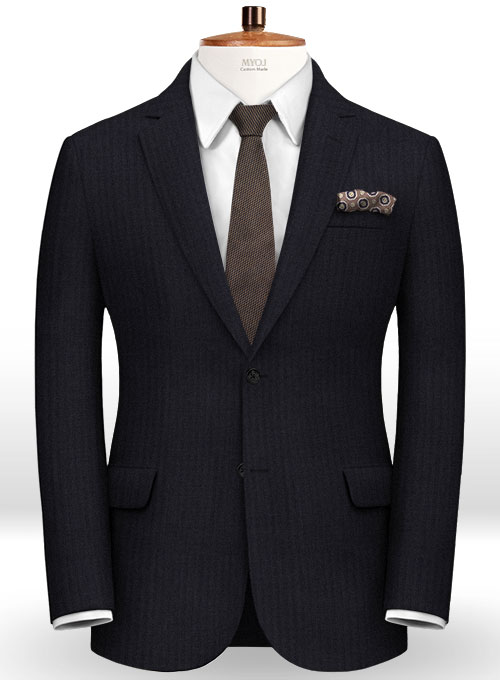 Herringbone Wool Blue Suit