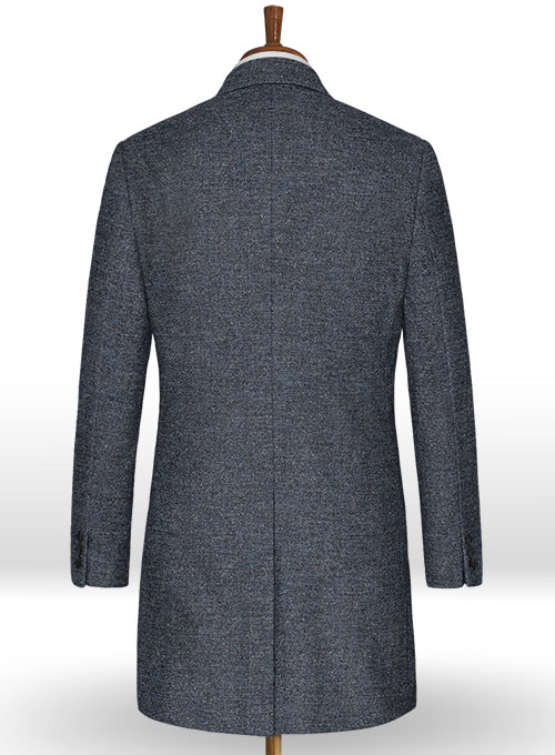 Indigo Blue Tweed Overcoat