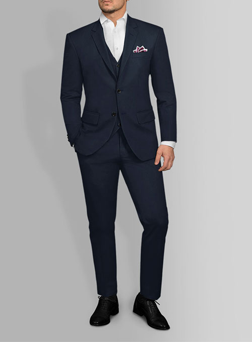 Italian Navy Blue Cotton Stretch Suit