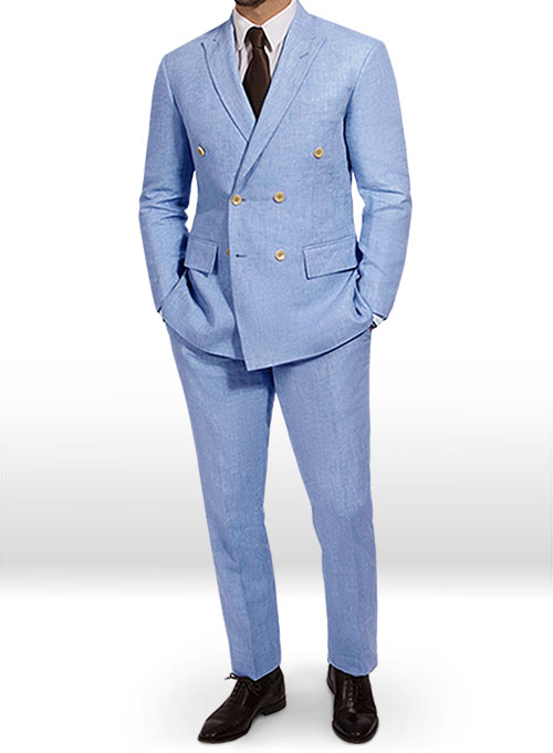 Italian Nile Blue Linen Suit MakeYourOwnJeans® Made To Measure