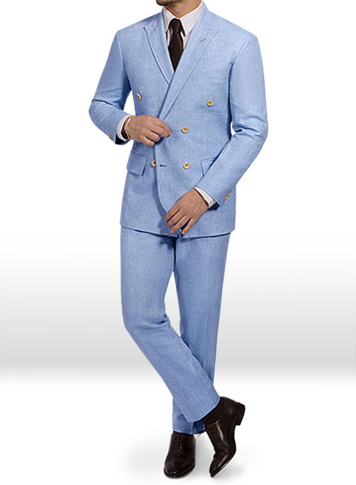 Italian Nile Blue Linen Suit MakeYourOwnJeans® Made To Measure