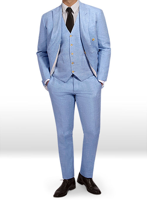 Italian Nile Blue Linen Suit MakeYourOwnJeans® Made To Measure