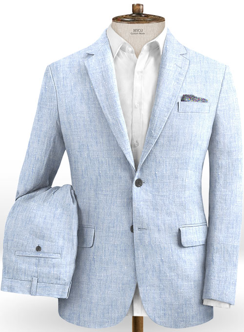 Italian Sky Blue Linen Suit - Click Image to Close