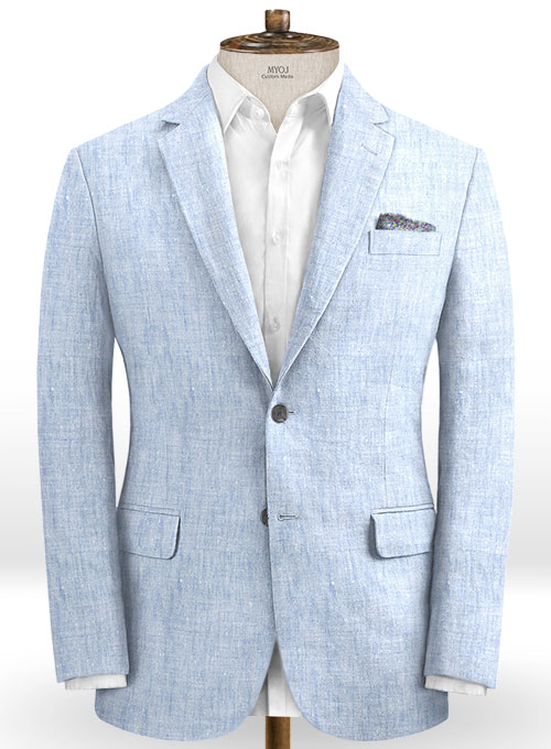 Italian Sky Blue Linen Suit - Click Image to Close