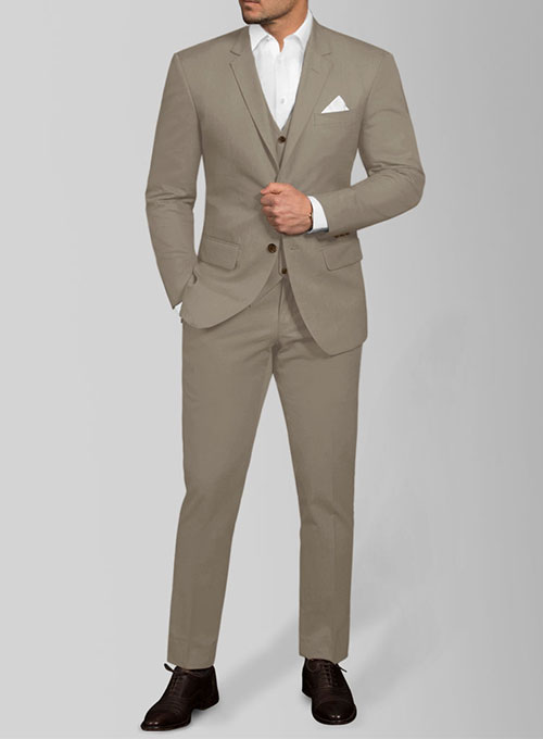 Italian Stone Khaki Cotton Stretch Suit