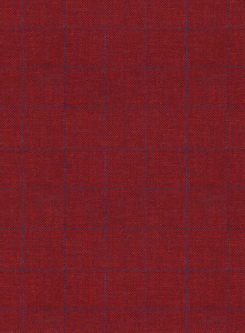 Italian Linen Tie - Cherry Red Checks