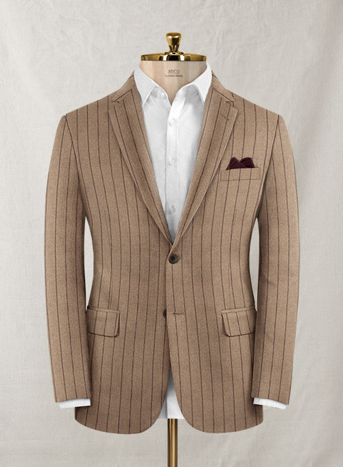 Italian Wool Cashmere Brown Stripe Suit