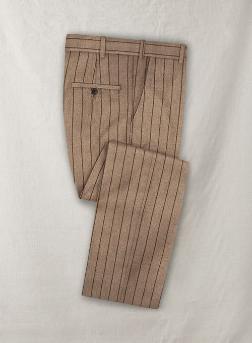 Italian Wool Cashmere Brown Stripe Suit