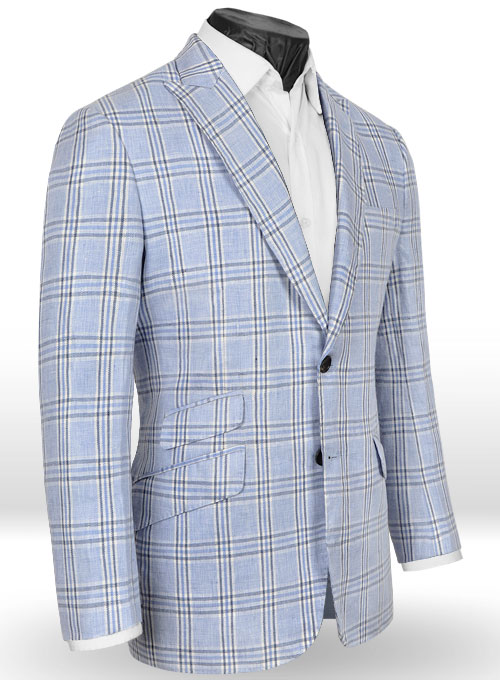 Italian Atlas Blue Linen Half Lined Jacket