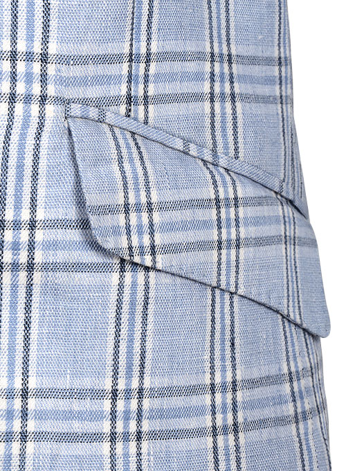 Italian Atlas Blue Linen Half Lined Jacket