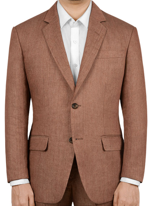 Italian Brown Twill Linen Jacket Made To Measure Custom Jeans For Men & Women, MakeYourOwnJeans®