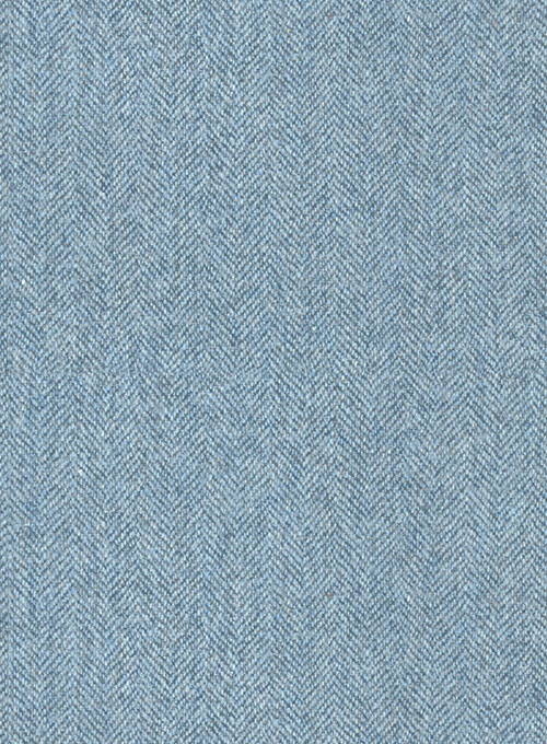 Light Blue Herringbone Tweed Overcoat