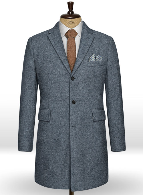 Light Weight Bond Blue Tweed Overcoat Light Weight Bond Blue Tweed Overcoat