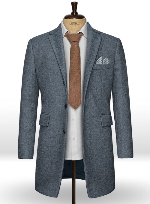 Light Weight Bond Blue Tweed Overcoat - Click Image to Close