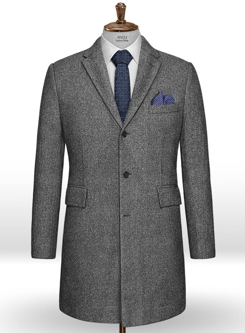 Light Weight Dark Gray Tweed Overcoat Light Weight Dark Gray Tweed Overcoat