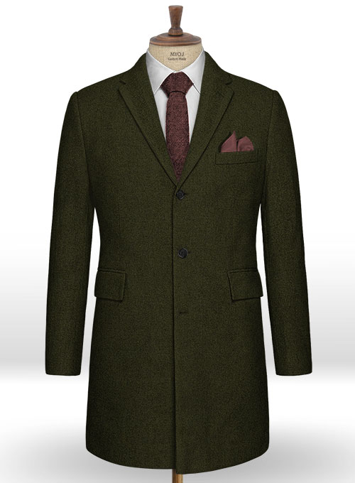 Light Weight Dark Green Tweed Overcoat Light Weight Dark Green Tweed Overcoat