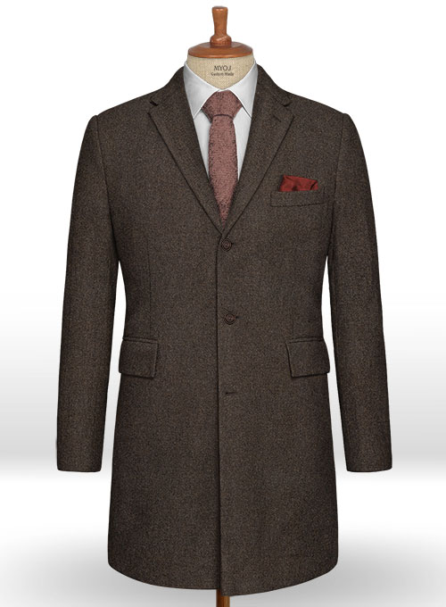 Light Weight Dark Brown Tweed Overcoat Light Weight Dark Brown Tweed Overcoat