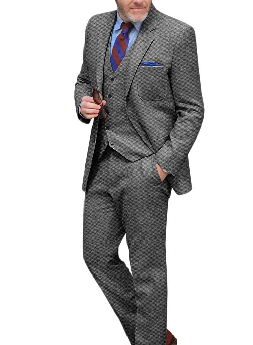 Light Weight Dark Gray Tweed Suit Made To Measure Custom Jeans For