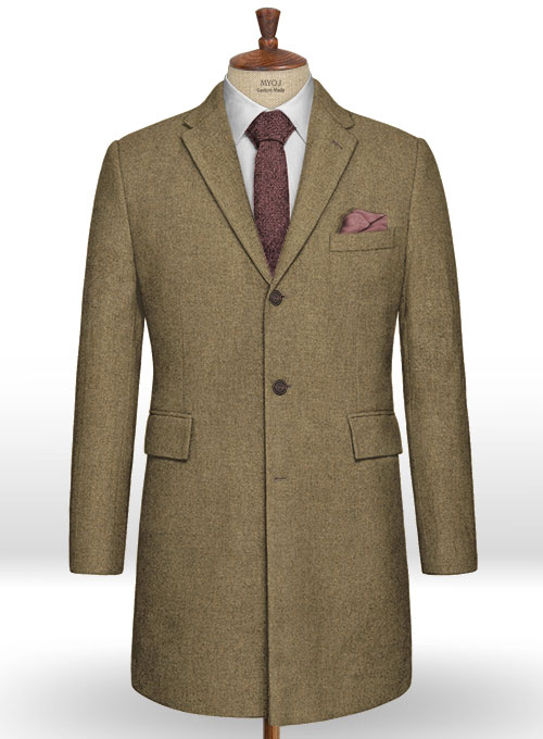 Light Weight Melange Brown Tweed Overcoat Light Weight Melange Brown Tweed Overcoat