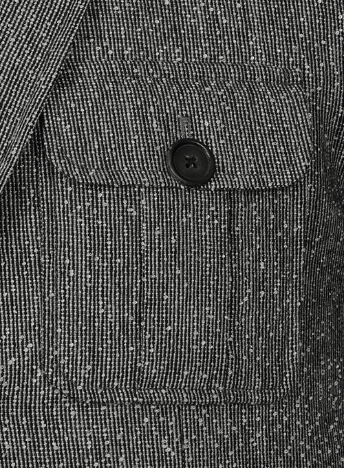 Light Weight Slubby Black Tweed Danish Style Sports Coat