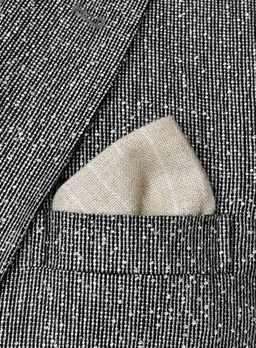 Tweed Pocket Square - Stripe Beige