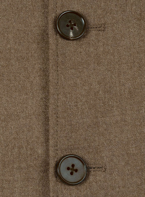 Mid Brown Flannel Wool Breezer Style Jacket