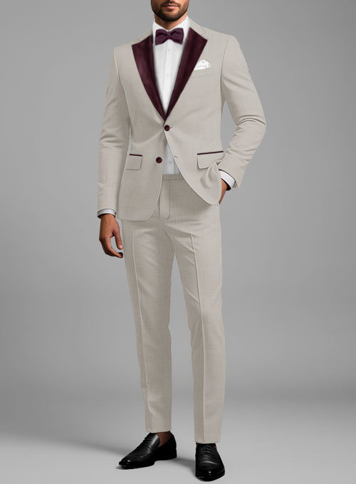 Napolean Muted Beige Wool Tuxedo Suit